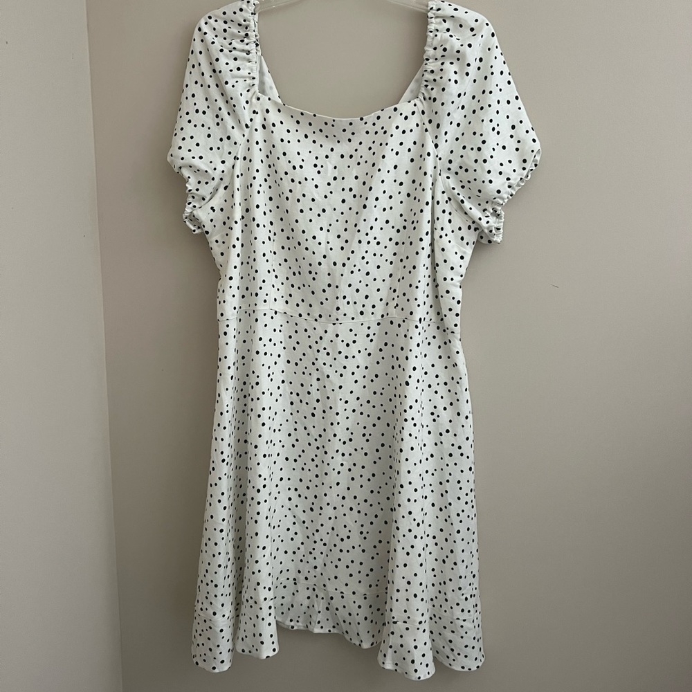 Loft white and black polka dot dress.